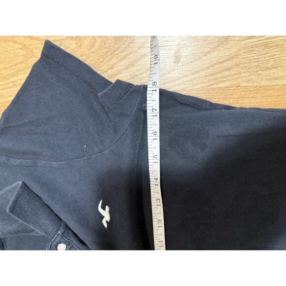 Hollister Short Sleeve Polo Shirt XL Fitted Black Front Logo Y2k Preppy Vtg P - Picture 7 of 8
